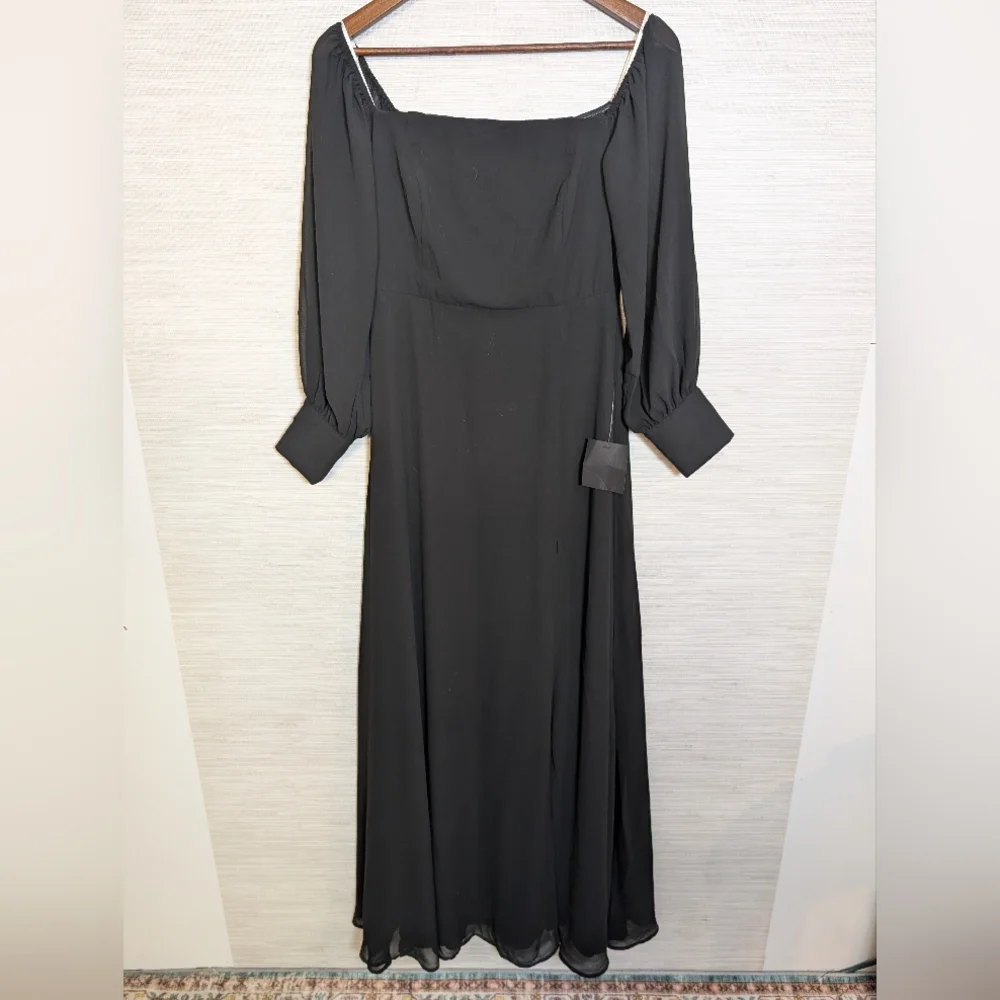 Lulu's Black Feel The Romance Off-Shoulder Maxi Dress Long Sleeve NWT Medium - Picture 3 of 10